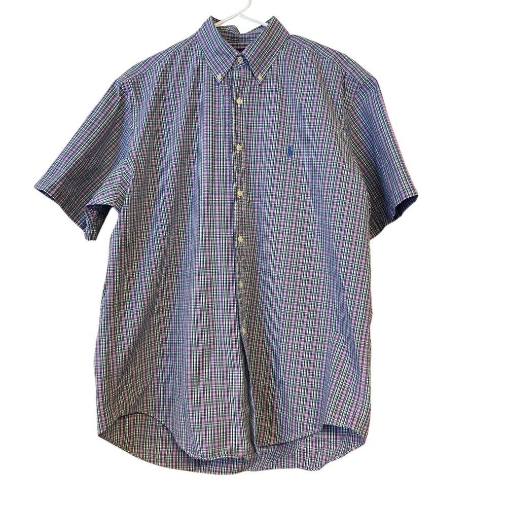 Ralph Lauren Men's Classic Fit Short Sleeve Button Up‎ Shirt Sz L Multicolor - Picture 2 of 9